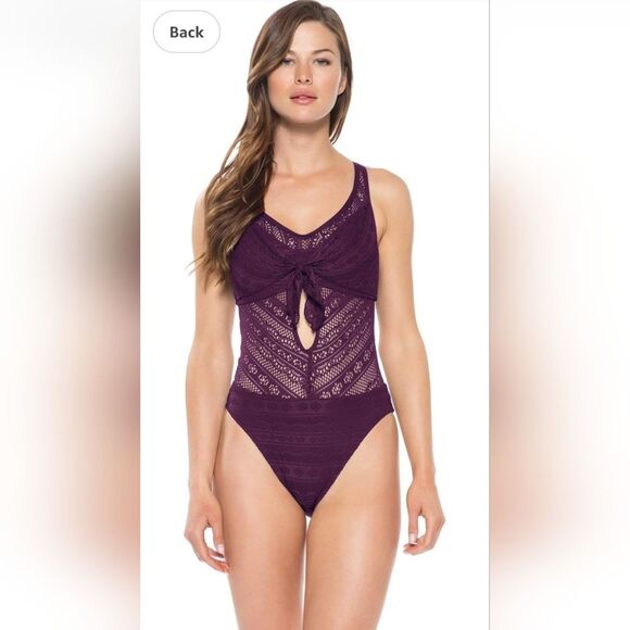 BECCA Other - NEW BECCA Swim One Piece Swimsuit Purple Play Crochet Festival Beach Resort XS